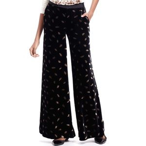 Anthropologie Black and Gold Wide Leg Pants